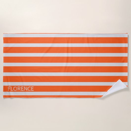 Neon oranje cabana strepen - badhanddoek (Voorkant)