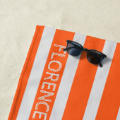 Neon oranje cabana strepen - badhanddoek (In situ)