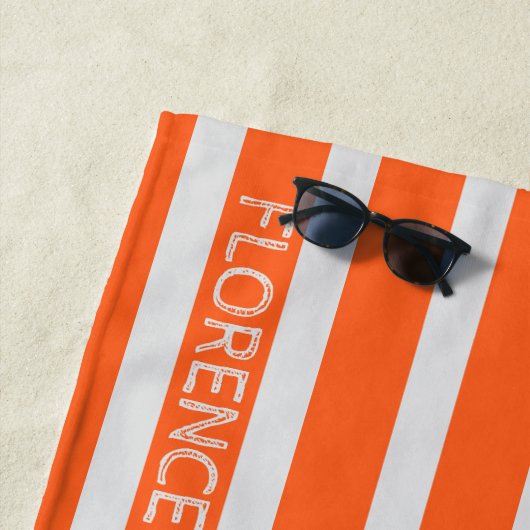 Neon oranje cabana strepen - badhanddoek (In situ)
