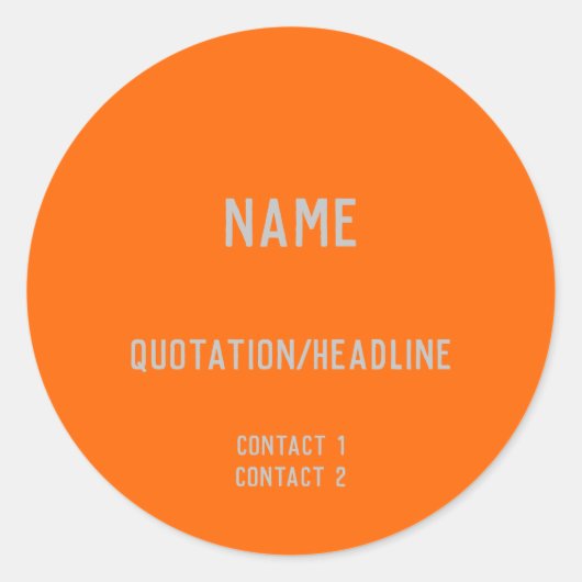 Neon Oranje Custom Ronde Sticker (Voorkant)