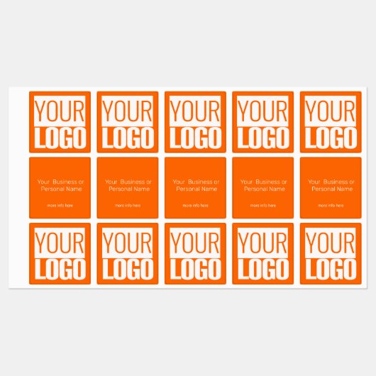 Neon oranje effen kleur - Custom logo Labels (Vel)