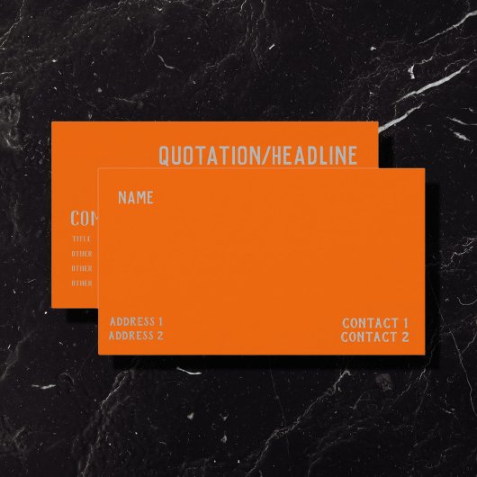 neon oranje effen kleur visitekaartje