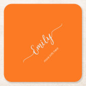 neon oranje elegant script kartonnen onderzetters (Voorkant)