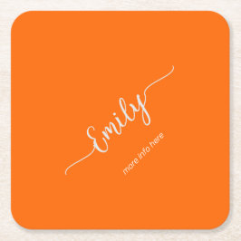 neon oranje elegant script kartonnen onderzetters