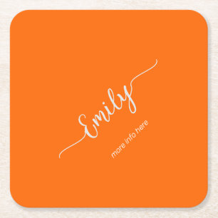 neon oranje elegant script kartonnen onderzetters