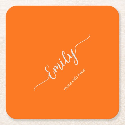 neon oranje elegant script kartonnen onderzetters (Voorkant)