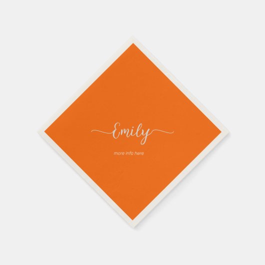 neon oranje elegant script servet (Hoek)