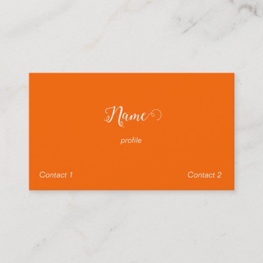 neon oranje - elegant script visitekaartje (Voorkant)