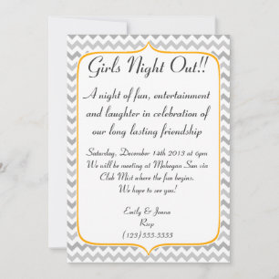 Neon Oranje en Grey Chevron Girls Night Out Kaart