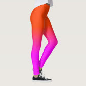 Neon Oranje en Hot Pink Ombre Shade Kleur Vervagen Leggings (Rechts)