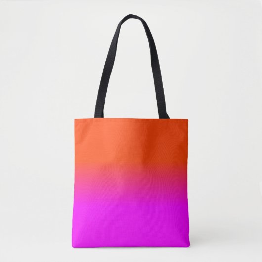 Neon Oranje en Hot Pink Ombre Shade Kleur Vervagen Tote Bag (Voorkant)
