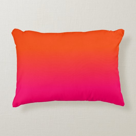 Neon Oranje en Neon Pink Ombre Shade Kleur Vervage Accent Kussen (Voorkant)