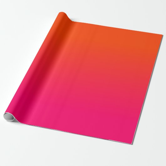 Neon Oranje en Neon Pink Ombre Shade Kleur Vervage Cadeaupapier (Uitgerold)