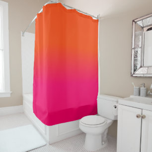 Neon Oranje en Neon Pink Ombre Shade Kleur Vervage Douchegordijn