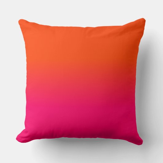 Neon Oranje en Neon Pink Ombre Shade Kleur Vervage Kussen (Voorkant)