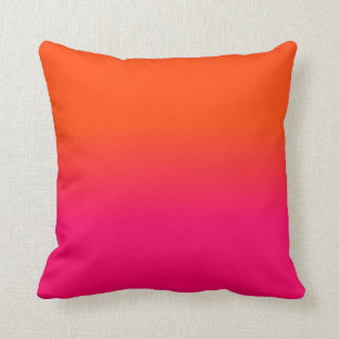 Neon Oranje en Neon Pink Ombre Shade Kleur Vervage Kussen