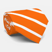 neon - oranje en wit - diagonale strepen stropdas (Opgerold)
