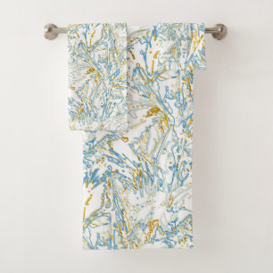 Neon Oranje Geel Blauw Kromlijnig Patroon -COOL Bad Handdoek