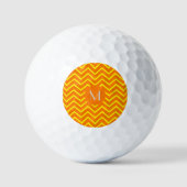 neon oranje geel chevron - voeg monogram toe golfballen (Voorkant)