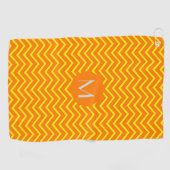 neon oranje geel chevron - voeg monogram toe golfhanddoek (Horizontaal)