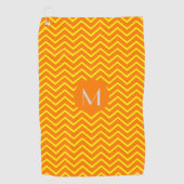 neon oranje geel chevron - voeg monogram toe golfhanddoek (Voorkant)