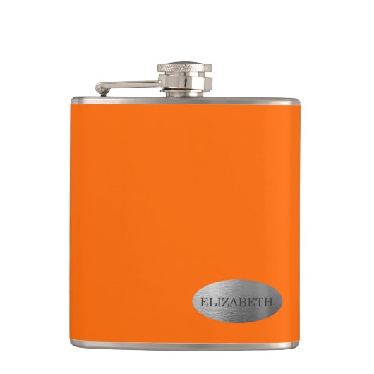 Neon Oranje - Gepersonaliseerd Bridesmaid Heupfles (Voorkant)