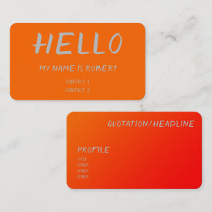 neon oranje -  Hallo  visitekaartje