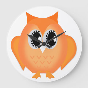 Neon Oranje Hootie Hoot Owl Clock Grote Klok