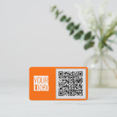 neon oranje  -  QR-code  - Visitekaartje (Staand voorkant)