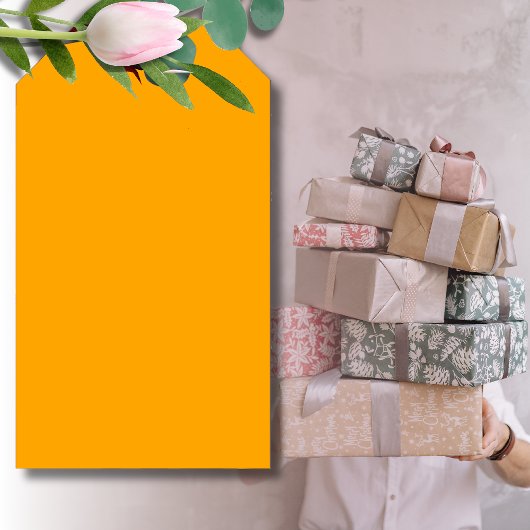 Neon Oranje Stevige Kleur | Klassiek Cadeaulabel