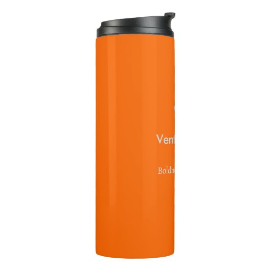 Neon Oranje Thermische Tumbler – Aangepaste Monogr Thermosbeker (Gedraaid links)
