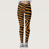 Neon Oranje Tiger Striped Leggings (Voorkant)