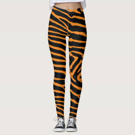 Neon Oranje Tiger Striped Leggings