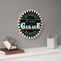 Neon Oranje Turquoise Blue Garage Text op Black