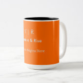 Neon Oranje tweetonige Mok - Aangepast Monogram & (Voorkant rechts)