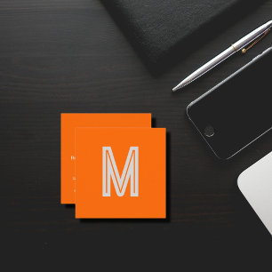 neon oranje - uw monogram   vierkante visitekaartje