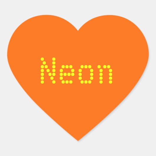 neon oranje vaste kleur hart sticker (Voorkant)