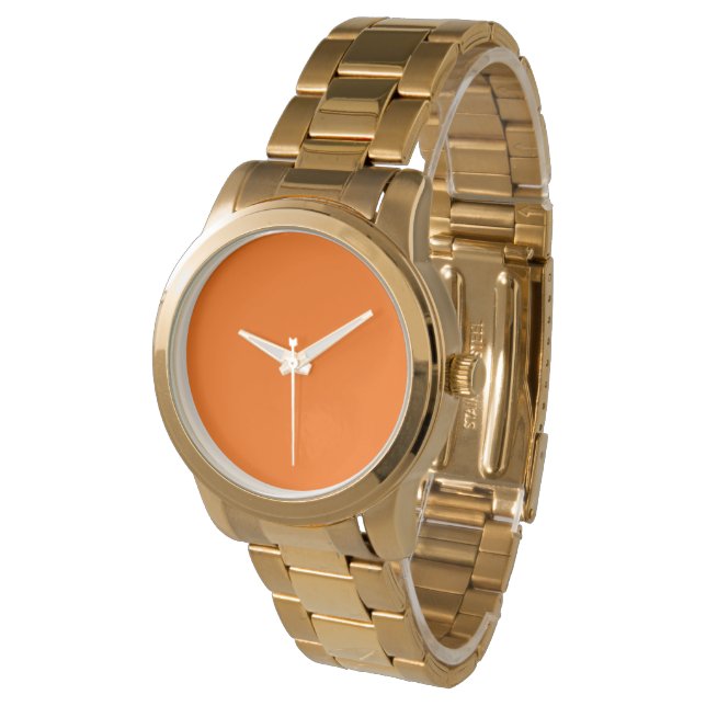 neon oranje vaste kleur horloge (Gekanteld)