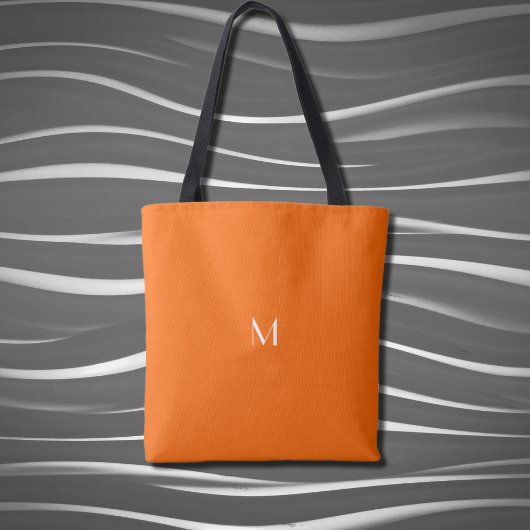 neon oranje vaste kleur - monogram toevoegen tote bag