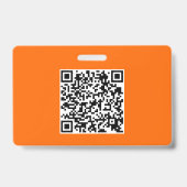 Neon oranje - vet lettertype - QR-code Badge (Achterkant)