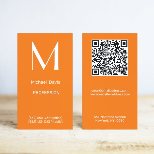 neon oranje - vet monogram visitekaartje