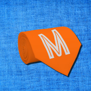 neon oranje - vetgedrukt monogram stropdas