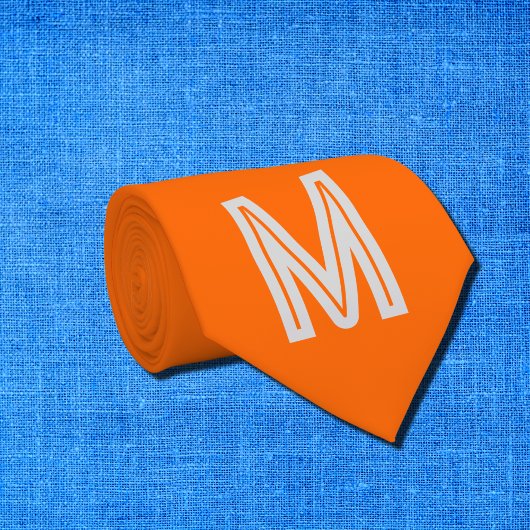 neon oranje - vetgedrukt monogram stropdas