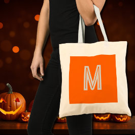 neon oranje - vetgedrukt monogram tote bag