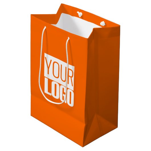 neon oranje - voeg uw gewaagde logo toe medium cadeauzakje (Voorkant Gekanteld)