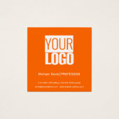 neon oranje - voeg uw gewaagde logo toe vierkante visitekaartjes (Voorkant)