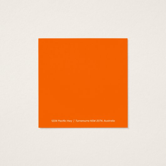 neon oranje - voeg uw gewaagde logo toe vierkante visitekaartjes (Achterkant)