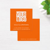 neon oranje - voeg uw gewaagde logo toe vierkante visitekaartjes (Bureau)