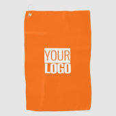 neon oranje - voeg uw logo toe golfhanddoek (Voorkant)