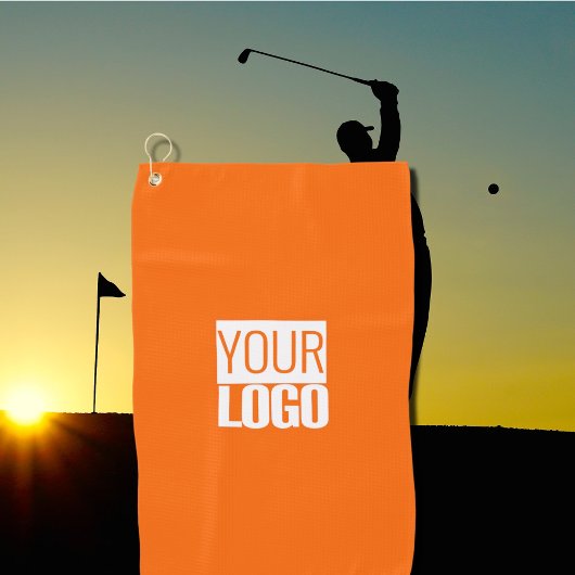 neon oranje - voeg uw logo toe golfhanddoek